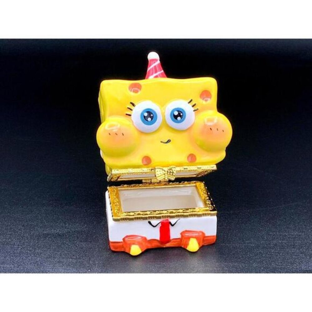 SpongeBob SquarePants Birthday Trinket Box - Ceramic Cartoon Jewelry Holder - Picture 2 of 4